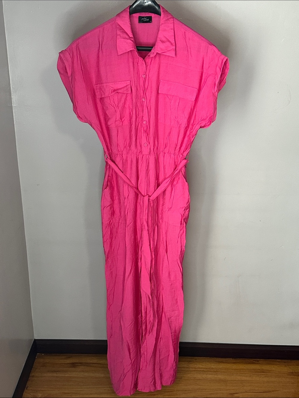 Bright Pink Women’s Jumpsuit with Belt